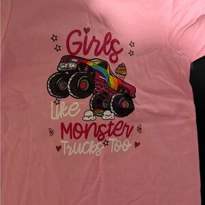 Pink Girls Monster Truck Graphic Tee